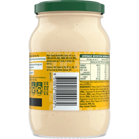 DOLMIO Intensify Creamy Garlic & Black Pepper Pasta Sauce 395g