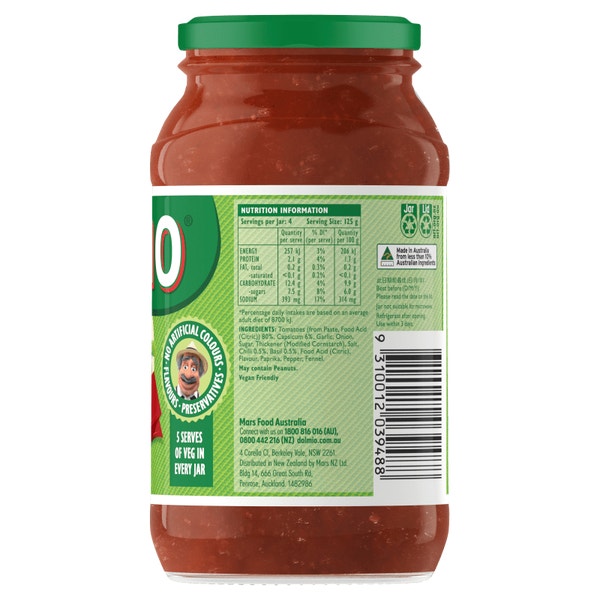 Dolmio Extra Spicy Peppers Pasta Sauce 500g