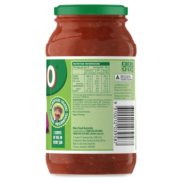 Dolmio Extra Tomato, Onion & Roast Garlic Pasta Sauce 500g